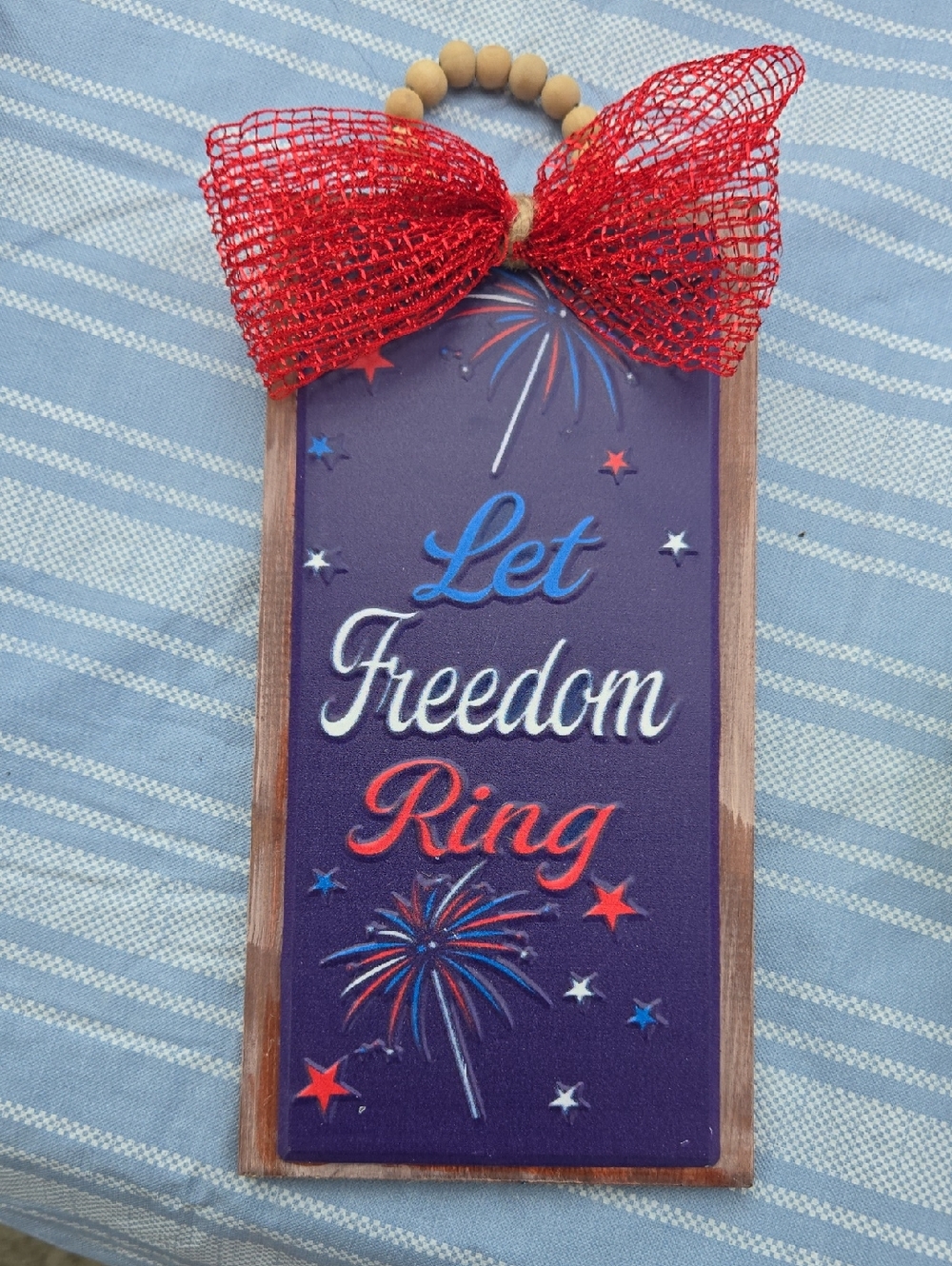 Patriotic "Let Freedom Ring" Wall Hanging - Red, White & Blue